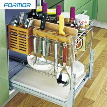 Multifunctional pull-out basket with soft-closing